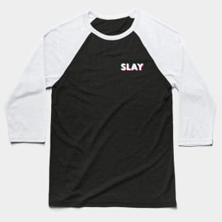 Slay Glitch White Small logo Baseball T-Shirt